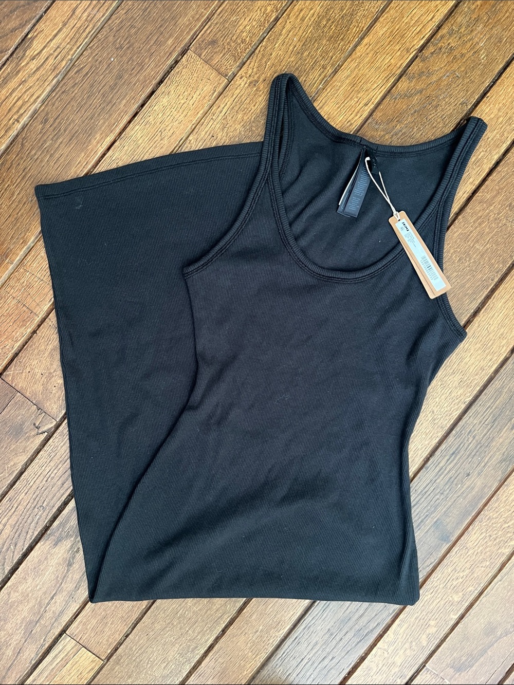 SKIMS Black Cotton Rib Tank Midi Dress Size XS New With Tags NWT - Picture 2 of 6